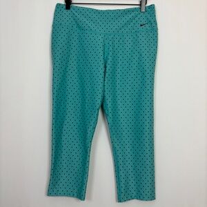 Nike Dri Fit Polka Dot Cropped Leggings Teal Black Women’s Large